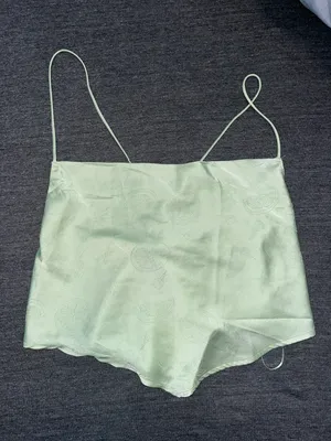 Satin Crop Top Green Size M thumbnail 1