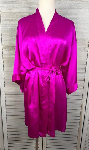 VICTORIA'S SECRET Satin Kimono Robe Fuchsia-Medium thumbnail 1