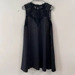 NWT Lulus Evidently in Love Black Floral Embossed Satin Swing Dress MEDIUM‎ thumbnail 5