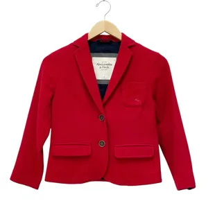 Abercrombie & Fitch Cropped Red Blazer Size XS Wool Blend 2 Button Jacket Preppy thumbnail 2