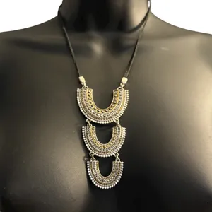 Lucky Brand pave arches leather cord necklace thumbnail 1