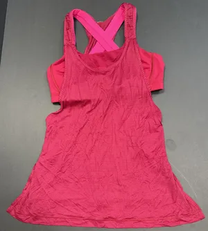 Lululemon Tank Top Bra Red Pink Luxury Designer Athletic Lounge Preppy 6‎ thumbnail 1