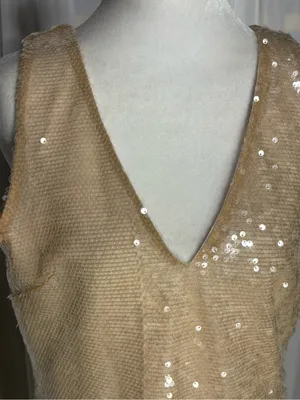 🆕 A New Day Womens Champagne Sequin V-Neck Mini Dress Size XS thumbnail 7