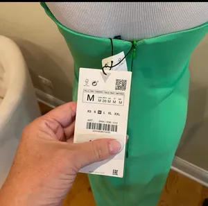 NWT Zara Green Long Bodycon Ruched Dress Draped Spaghetti Straps M Party thumbnail 7