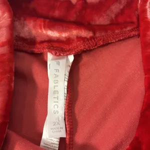 Fabletics High Waisted 2XL Strawberry Red Crushed Velour‎ Crossover Leggings Y2K thumbnail 3