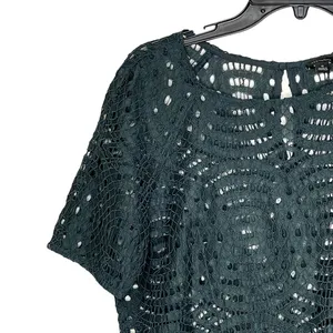Ann Taylor Lace Top Blouse Size Small Green SS Womens Nylon Polyester Cotton‎ thumbnail 4