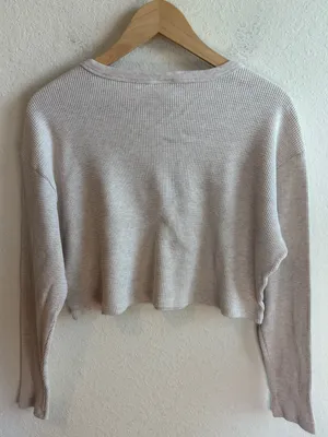 Aritzia Sunday Best waffle knit thermal crop top size medium thumbnail 4
