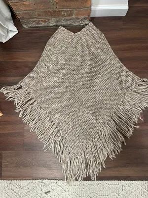 Handmade WoolBlend Elegant Poncho Tan Size M thumbnail 5
