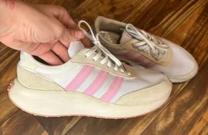 Adidas Women's Pink and Cream Sneakers thumbnail 1