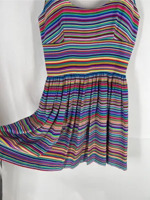 Amanda Uprichard Rainbow Striped Silk Mini Dress Size S thumbnail 4