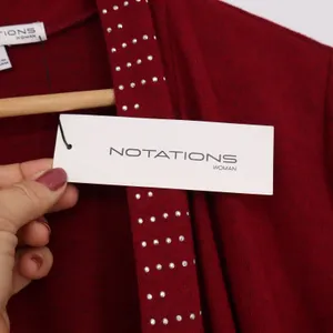 Notations Cardigan Womens 1X Wine Red Studded Open Front NEW thumbnail 4