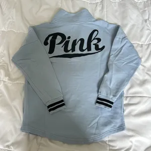 VS Victorias Secret Pink 1/4 Button Up Pullover Sweatshirt‎ Light Blue Womens XS thumbnail 7