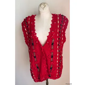 Carolina Colours Holiday Christmas Tartan Ribbon Bow Vest Sweater Vest Vintage thumbnail 2
