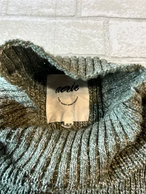 Aerie Hits the spot Mock neck Sweater Olive Green Marble size Medium thumbnail 4