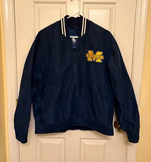 Michigan Wolverines STARTER Navy Blue Y2K Style Quarter Zip Lightweight Jacket thumbnail 1