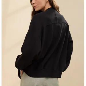Aerie Cardi Bomber black snap‎ front cardigan 2024 oversized relaxed fit small thumbnail 2