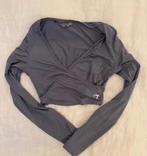 Gymshark steel blue wrap top thumbnail 1