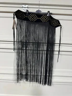 Zara Limited Edition Studded Tassel Sash Belt Black Gold Size US 30 New thumbnail 6