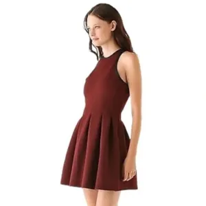 T Alexander Wang Dress Women Small Brown Racerback‎ Neoprene Mini Skater Scuba thumbnail 3