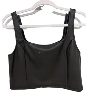 Olive & Oak Black Faux Leather Crop Womens Top - Size Medium thumbnail 1