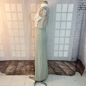 Blithe NWT White Green Open Back Sleeveless Cutout Halter Maxi Dress Small thumbnail 8