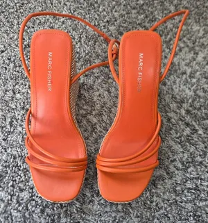 Marc Fisher Zeki Wedge Sandals in Orange thumbnail 1