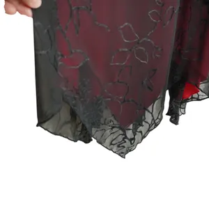 Studio Y 90s Y2K Whimsigoth Black Velvet Midi Dress‎ Red Floral Handkerchief thumbnail 5