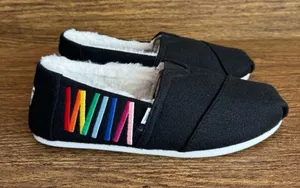 TOMS Alpargata Women’s Pride Rainbow Slip‎ On Loafers Black Size 9 Faux Sherpa thumbnail 1