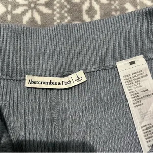 NWOT Abercrombie & Fitch Ribbed‎ Kick Flare High Rise Sweater Pant Blue Large thumbnail 6