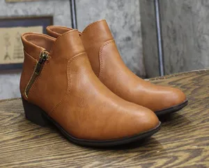 Sun + Stone Womens Adelinee Double Zip Ankle Booties Brandy Brown 6.5M thumbnail 1