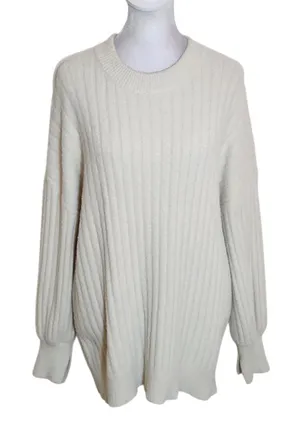 Aerie Cream Ribbed Fuzzy Sweater Size Medium thumbnail 1