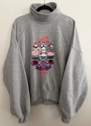 Free People Movement On Your Mark‎ Mock Neck Sweatshirt Gray Women's Size Small thumbnail 1