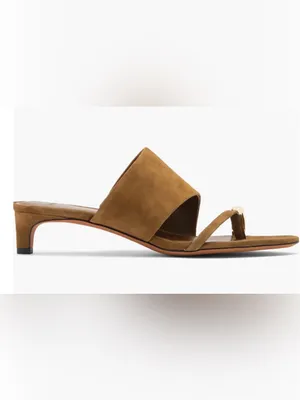 Vince Suede Open-Toe Mule in Cognac with Gold Accent Size 5.5 thumbnail 2