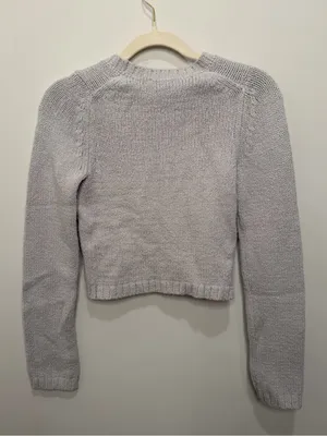 Abercrombie & Fitch Gray Cropped Button Front Cardigan Sweater Womens Size XS thumbnail 4