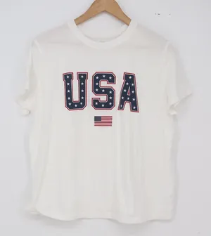 Universal Threads T-Shirt Women L Graphic White USA Patriotic Flag Excellent thumbnail 1