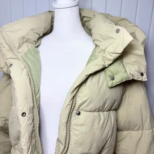 Zara Light Beige Puffer‎ Jacket Full Zip Water Repellent Oversize Size M thumbnail 3