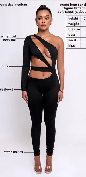 Sexy Asymmetrical Jumpsuit in Black Size M thumbnail 2