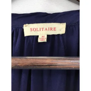 Women’s Solitaire Navy Long Sleeve Floral Embroidered Tunic Top Size Medium thumbnail 3