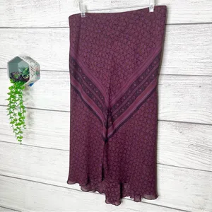 Vintage Express Burgundy Purple Boho Floral Bandana Skirt Size Large thumbnail 7