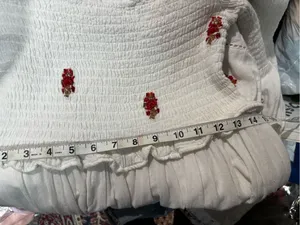Free People White One-Shoulder Mini Dress with Red Floral Accents thumbnail 6