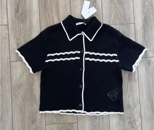 Abercrombie & Fitch Crochet Short Sleeve Polo Sweater thumbnail 1