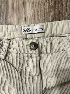 Zara Cream Wide-Leg Corduroy Pants 100% Cotton thumbnail 2