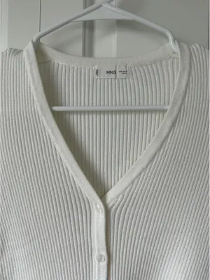 Mango Cotton Blend Button Knit Cardigan Mili Off White Size Medium thumbnail 3