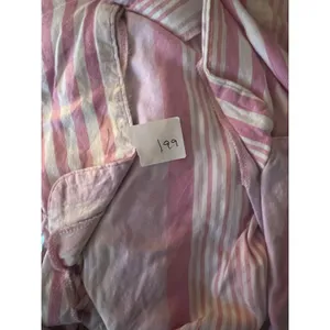 Victoria's Secret Women's Medium Short Pajama Shirt Stripe Pink Cotton Bottom Up thumbnail 7