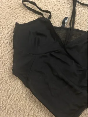C706 bra small size 4 black halter style top see thru black cute bralette thumbnail 3
