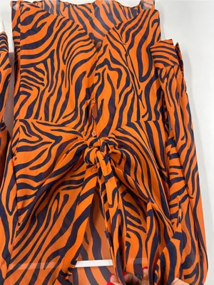 Bar‎ III Zola Zebra Tie Front High Low Blouse XS NWT Desert Mood thumbnail 6