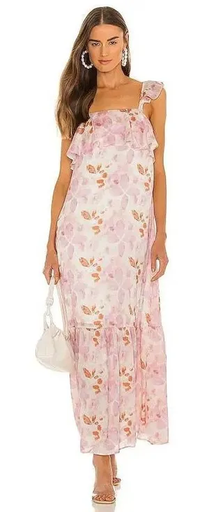 House of Harlow 1960 x REVOLVE Evelyne Maxi Dress Womens S Pink Floral Boho Chic thumbnail 1