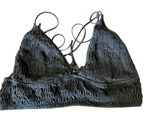 Victoria’s Secret PINK Black Seersucker Bralette Bra Top Size Medium thumbnail 1
