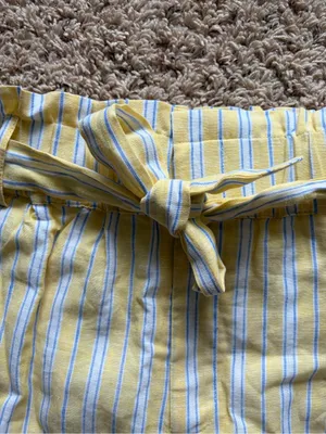 Draper James Yellow and White Striped Paperbag Waist Shorts with Tie thumbnail 2