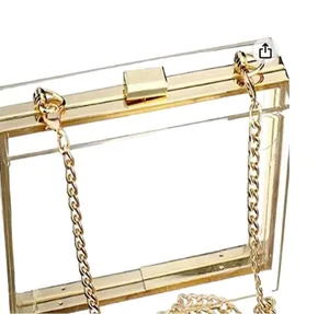 Clear and gold acrylic purse! Super cool! Gold thumbnail 2